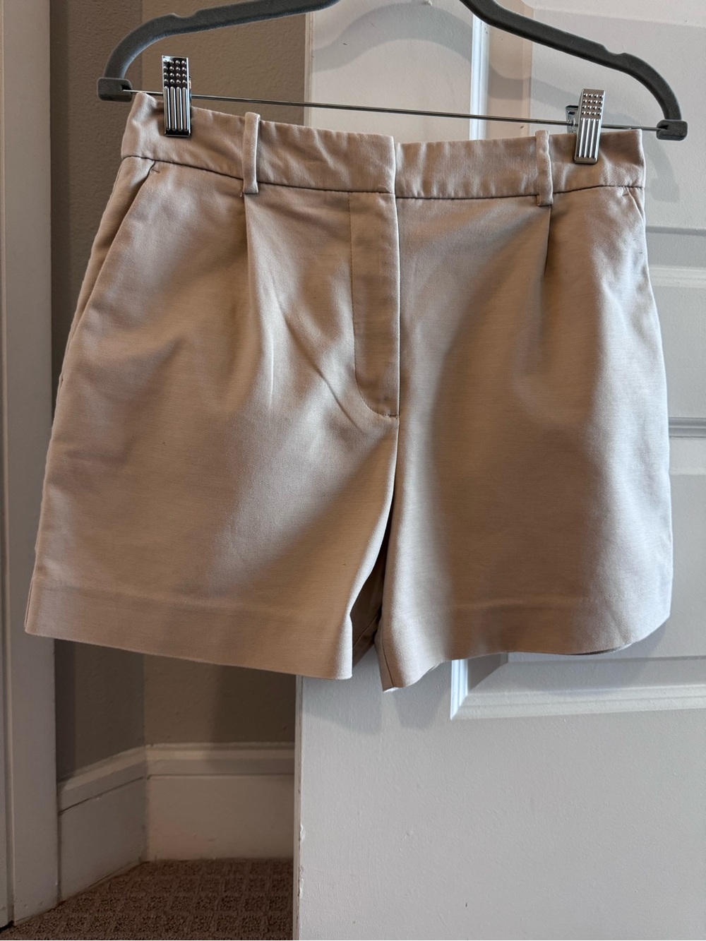 Zara Cream High-Waist Tailored Shorts